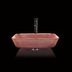 Electroplated Countertop Vanity Sinks Glass Square Vessel Shinning Copper Color Modern for sale