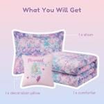 Comfortable Fluorescence Childrens Quilt Set 3 Piece Mermaid Double Bedding Set