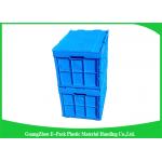 Blue Collapsible Plastic Containers with Attached Lids / Stackable plastic container
