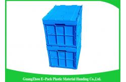 China Blue Collapsible Plastic Containers with Attached Lids / Stackable plastic container supplier