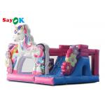 Unicorn Themed Inflatable Trampoline For Kids Birthday Party Games for sale