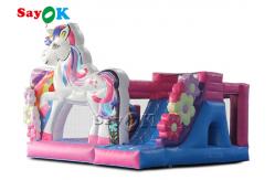 China Unicorn Themed Inflatable Trampoline For Kids Birthday Party Games supplier