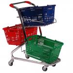 3 Baskets Supermarket Shopping Trolley For Grocery 100KG Loading for sale