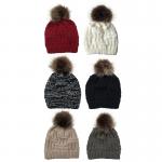 Removable Fur Pom Plain Cashmere Cap for sale