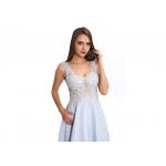 Chiffon Wedding Breathable Long Evening Gowns Tulle Fabric With Applique
