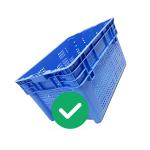 HDPE Blue Plastic Moving Crate 50Kg Load Seafood Grade Ventilated Nestable for sale