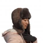 Russian Winter Earflaps Lamb Fur Leather hat Australian Shearling Sheepskin Men Women Ushanka Trapper Hat for sale