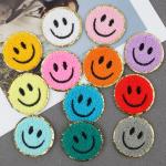 China Smile Face Cute Chenille Iron On Patches Decorative Adhesive Embroidery for sale