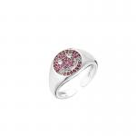 Pave Crystal Free Size Rings Chucky 925 Silver Smiley Face Ring