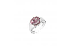 China Pave Crystal Free Size Rings Chucky 925 Silver Smiley Face Ring supplier