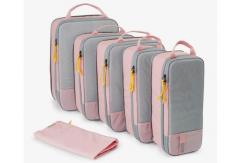 China Travel 6 Set Compression Packing Cubes , Foldable Luggage Organizer Bag Set supplier