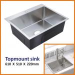 38 inch Topmount Stainless Steel Kitchen Sink Cabinet 18 Gauge 61x51 for sale