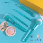Liquid Handle 5PCS Luxury Makeup Brushes Bling Shiny Liquid Quicksand Glitter Blue OEM
