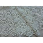Vintage French Crocheted Cotton Lace Fabric Scalloped Edge Hollow Out Ivory Dots for sale