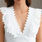 Flower Pure Cotton Lace Romper Dress White Eyelet Lace Up Romper