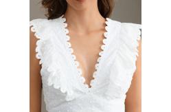 China Flower Pure Cotton Lace Romper Dress White Eyelet Lace Up Romper supplier