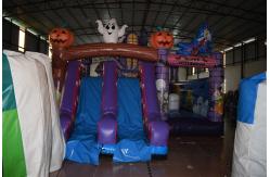 China Hallowmas Bouncer Double Slide Scared Inflatable Ghost Jumping Castle With Digital Printing supplier