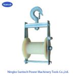 Nylon Roller Aerial Cable Conductor Stringing Blocks 5 KN Galvanzied Frame for sale