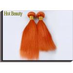 Orange Virgin Human Hair Extensions 12 Inch Double Stitch Weft Single Drawn for sale