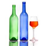 Hot Stamping Juice 300ml 750ml Guala Cap Blue Round Glass Spirits Wine Bottle for sale