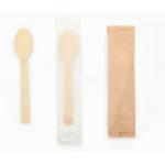17cm Compostable Bamboo Spoon Biodegradable Disposable Spoon With Kraft Paper Bag for sale