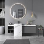 Modern Sintered Stone Slate Freestanding Pedestal Wash Basin Cabinet Set Bathroom Vanities for sale