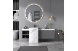 China Modern Sintered Stone Slate Freestanding Pedestal Wash Basin Cabinet Set Bathroom Vanities supplier