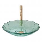 Modern Ball Shaped Glass Wash Basin Light Green Color Vessel Sinks Pop Up Drain for sale