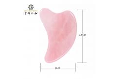 China Heart Shaped Scraping Massage Tool Rose Quartz Pink Jade Stone supplier