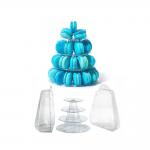Cute 4 Tier PVC 0.8mm Small Macaron Tower Wedding Macaron Holder Display for sale
