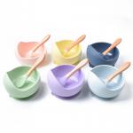 Heat Resistant Silicone Feeding Bowl Purple Pink Weaning Sets Silicone for sale