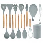 Non Toxic Silicone Spatula Wooden Handles Kitchen Utensils Set for sale