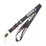 Black Polyester Personalized Neck Lanyards With Quick Release Buckle Metal Key Ring Corporate ID Holder for sale