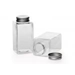 Square Eco-friendly Clear Pet Jars , Screwing Cap Clear Plastic Cylinder for sale