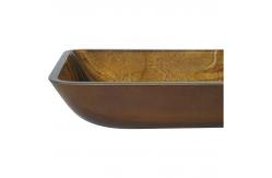 China Bathroom Rectangular Handmade Wash Basins Copper Gold Top Mount Vessel Sink supplier