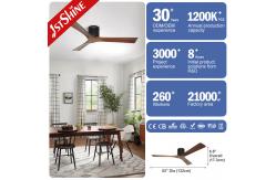 China Flush Mount Solid Wood Blade Ceiling Fan Noiseless 5 Speeds Remote Control supplier