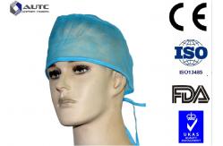 China PP SMS Disposable Medical Caps , Surgical Head Cap Comfortable With Back Ties supplier