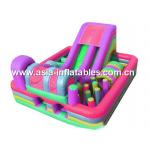 Customized Inflatable Green Obstacle Challenges Course With Printed Business Logo for sale