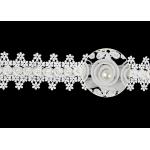 3D Flower French Venice Guipure Lace Trim With Pearl Bead For Bridal Wedding Dress for sale
