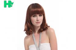 China Short Curly Synthetic Hair Wigs , 6A Synthetic Curly Wigs Darker Brown supplier