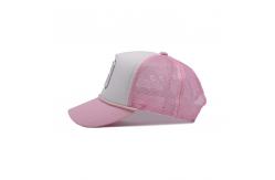 China Flat Bill High Profile 5 Panel Trucker Cap With Adjustable Snapback Closure supplier