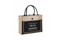 China Linen Stitching Canvas Hessian Shopping Bags Custom Printed For Women supplier
