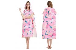 China Custom Print Microfiber Towel Poncho With Hood For Women supplier