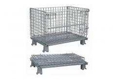 China Long Lasting Foldable Stackable Wire Mesh Container Metal Bin Storage Cage supplier