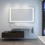 Elegant LED Bathroom Mirror with Frosted Sandblast Lighting and Adjustable Warm Cool Light For Hotel Or Home for sale