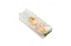China Food Poly Packaging Bags With Small Cross Block Stand And Square Transparent Bottom supplier