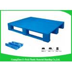 1200 * 800mm Blue Plastic Pallets With Three Runners , Plastic Skids Pallets Virgin HDPE