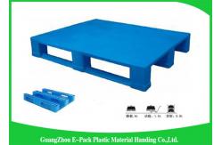 China 1200 * 800mm Blue Plastic Pallets With Three Runners , Plastic Skids Pallets Virgin HDPE supplier