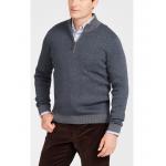 12GG Mens Grey Quarter Zip Sweater , 55 Cotton 45 Modal Polo Pullover Sweater for sale