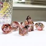 Red & black Foil mixed smoke crystals Resin Boarding Dice Set  dnd dice